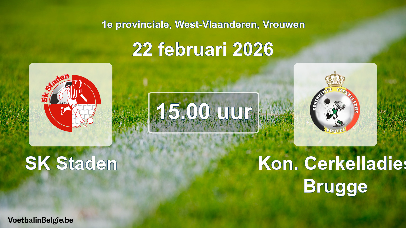 Scheduled match women football: SK Staden - Kon. Cerkelladies Brugge (22 February 2026)
