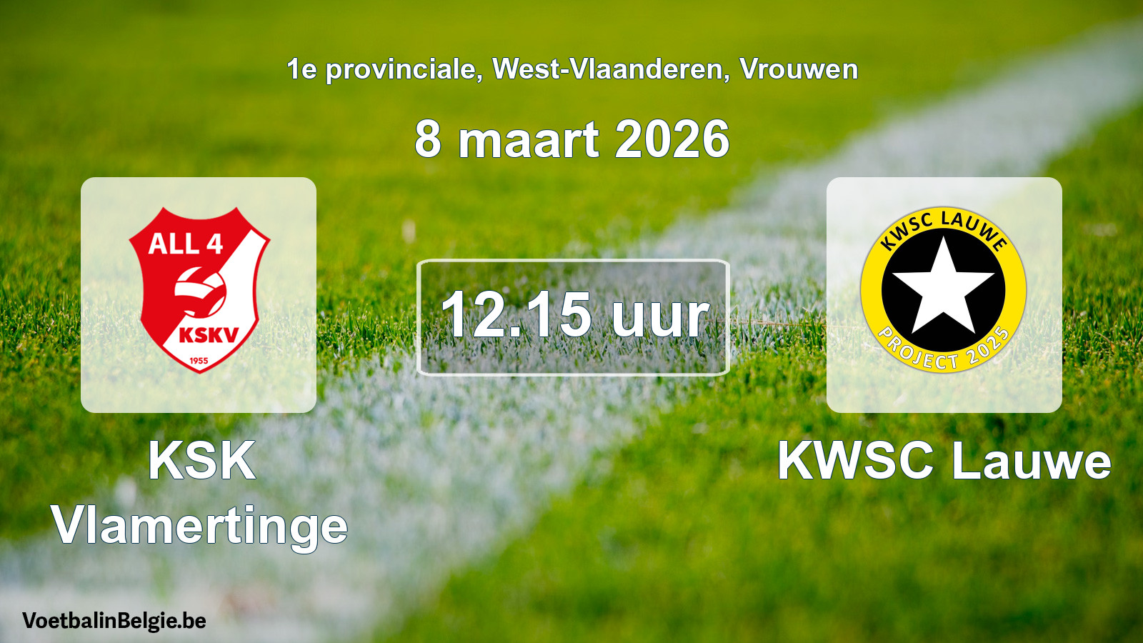 Scheduled match women football: KSK Vlamertinge - KWSC Lauwe (8 March 2026)