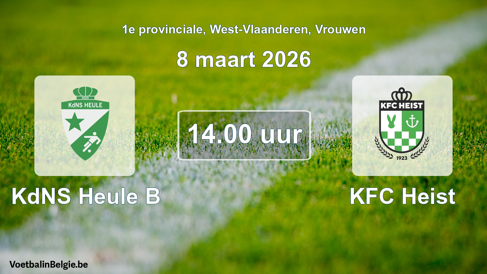 Scheduled match women football: KdNS Heule B - KFC Heist (8 March 2026)