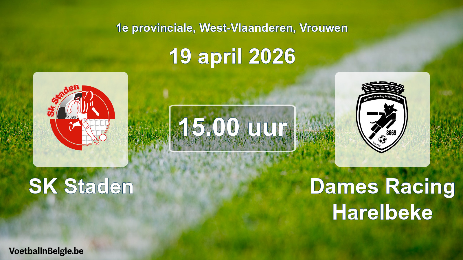 Geplande wedstrijd vrouwenvoetbal: SK Staden - Dames Racing Harelbeke (19 april 2026)