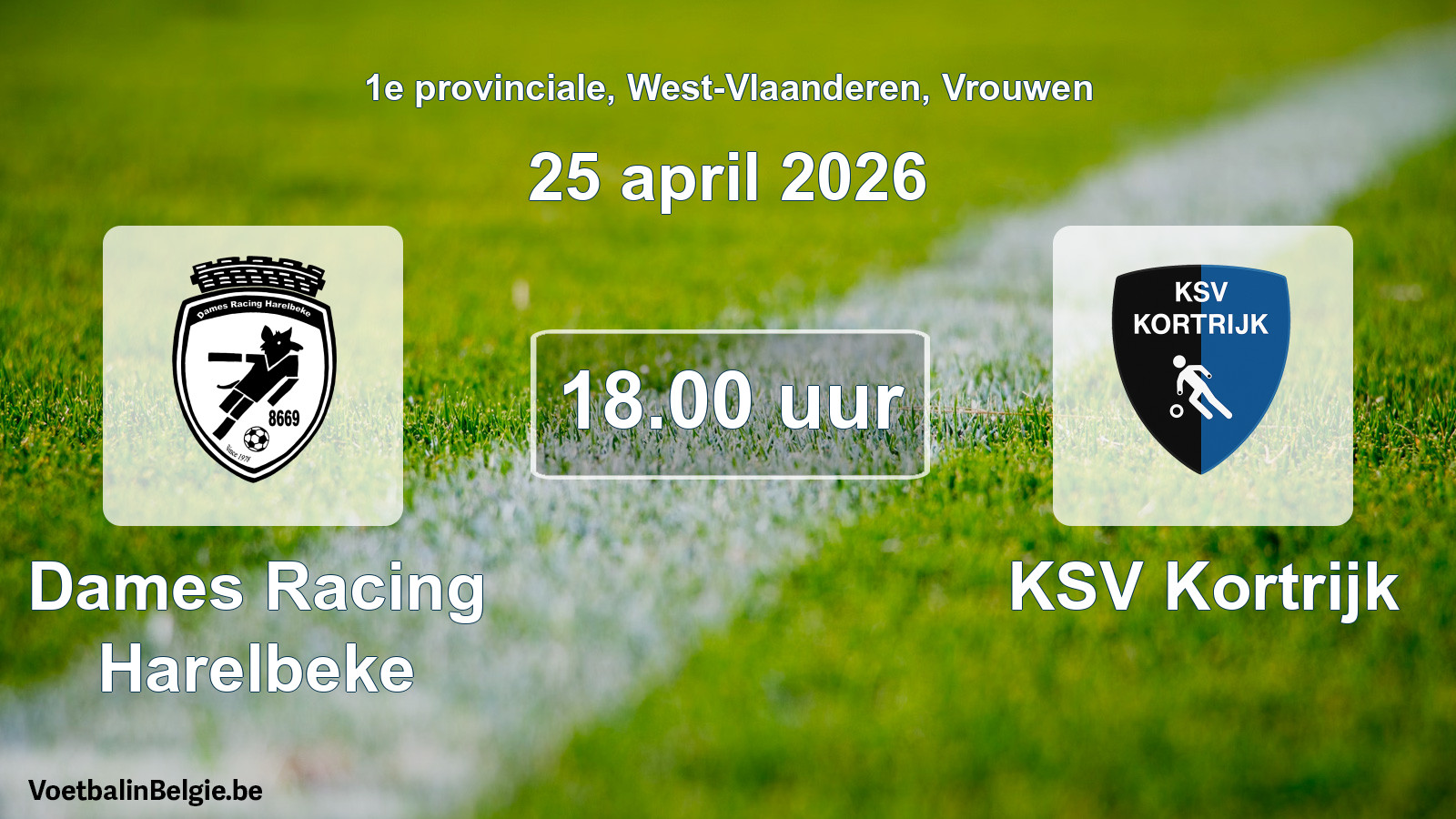 Scheduled match women football: Dames Racing Harelbeke - KSV Kortrijk (25 April 2026)