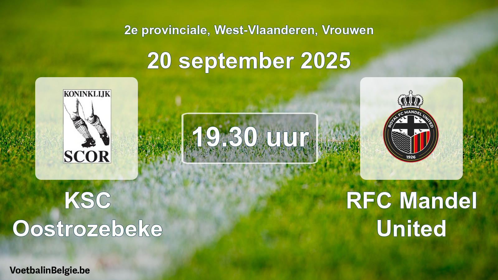 Scheduled match women football: KSC Oostrozebeke - RFC Mandel United (20 September 2025)