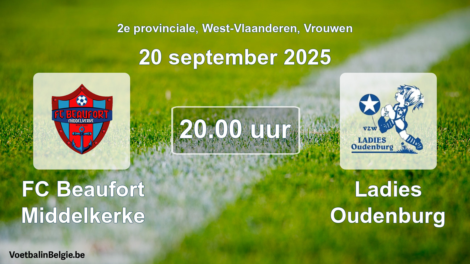 Geplande wedstrijd vrouwenvoetbal: FC Beaufort Middelkerke - Ladies Oudenburg (20 september 2025)
