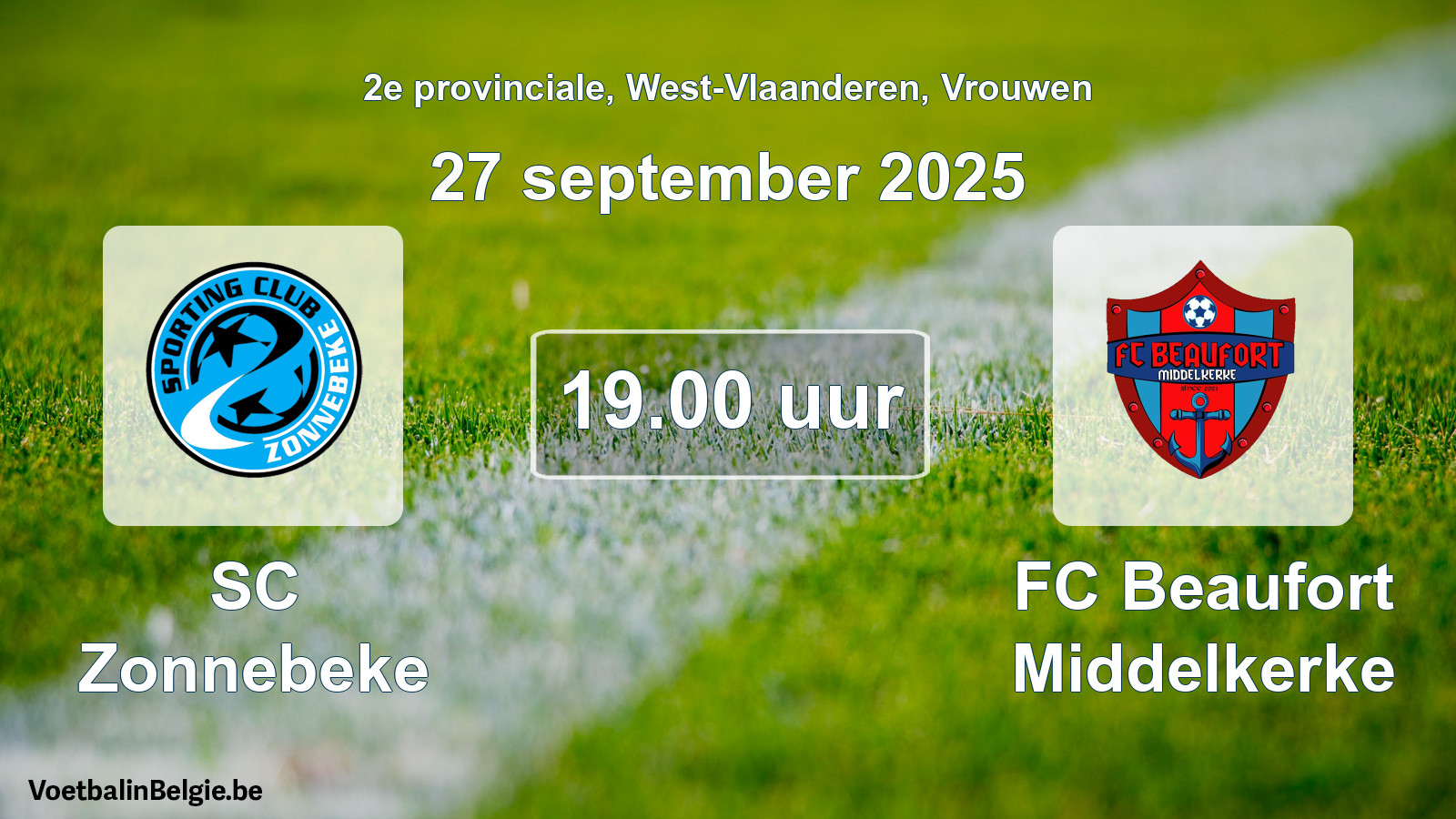 Scheduled match women football: SC Zonnebeke - FC Beaufort Middelkerke (27 September 2025)