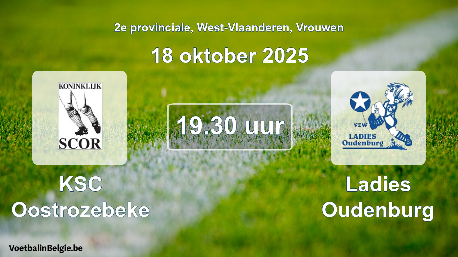 Geplande wedstrijd vrouwenvoetbal: KSC Oostrozebeke - Ladies Oudenburg (18 oktober 2025)