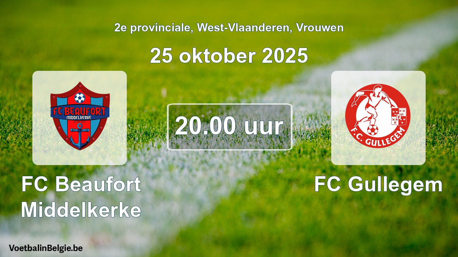Scheduled match women football: FC Beaufort Middelkerke - FC Gullegem (25 October 2025)