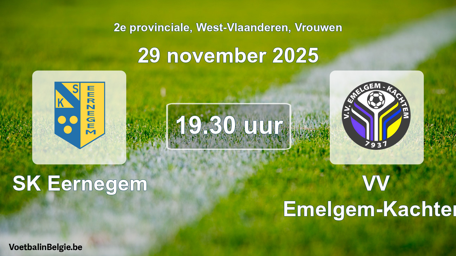 Scheduled match women football: SK Eernegem - VV Emelgem-Kachtem (29 November 2025)
