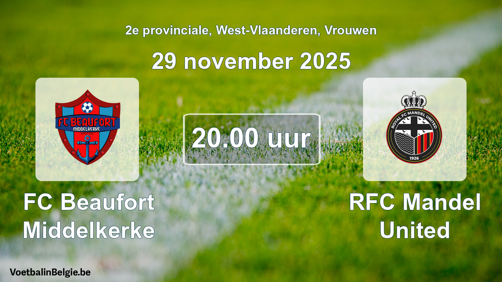 Geplande wedstrijd vrouwenvoetbal: FC Beaufort Middelkerke - RFC Mandel United (29 november 2025)