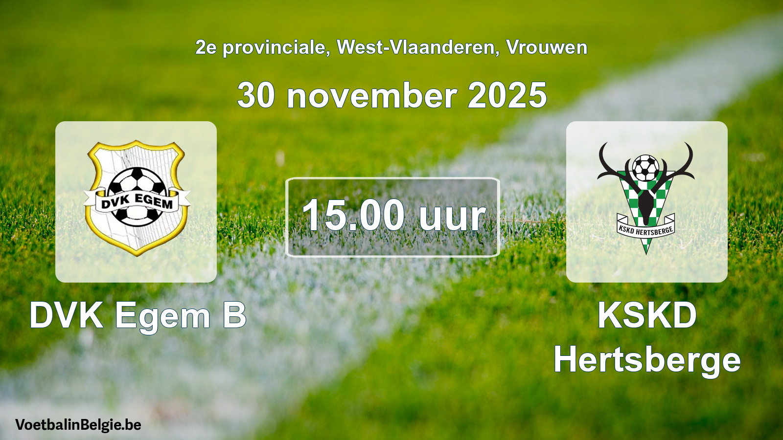 Geplande wedstrijd vrouwenvoetbal: DVK Egem B - KSKD Hertsberge (30 november 2025)