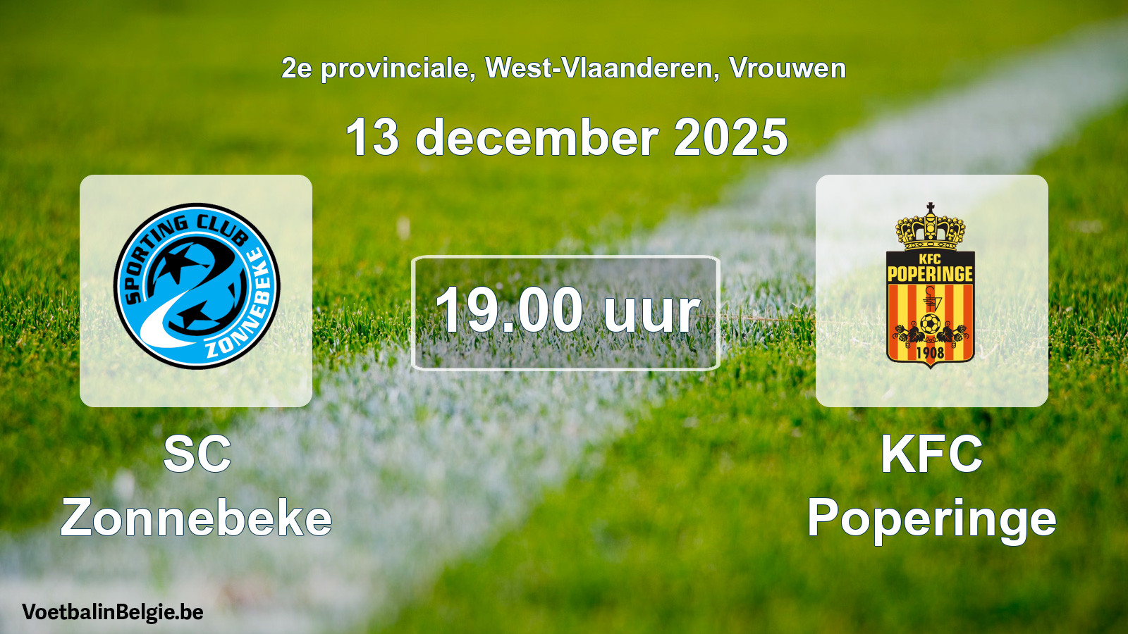 Scheduled match women football: SC Zonnebeke - KFC Poperinge (13 December 2025)