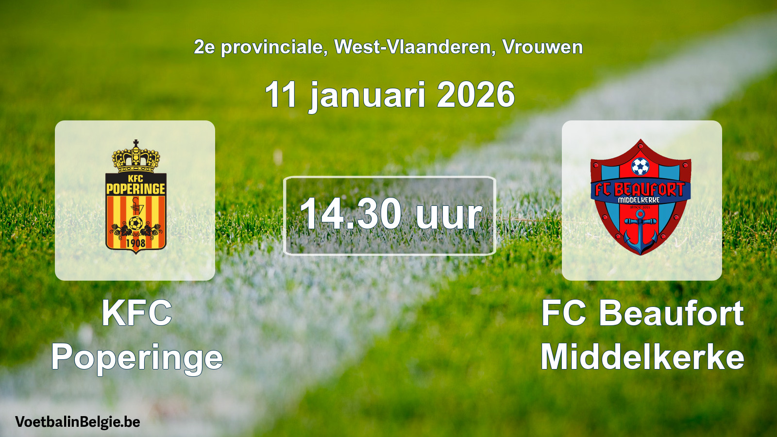 Scheduled match women football: KFC Poperinge - FC Beaufort Middelkerke (11 January 2026)