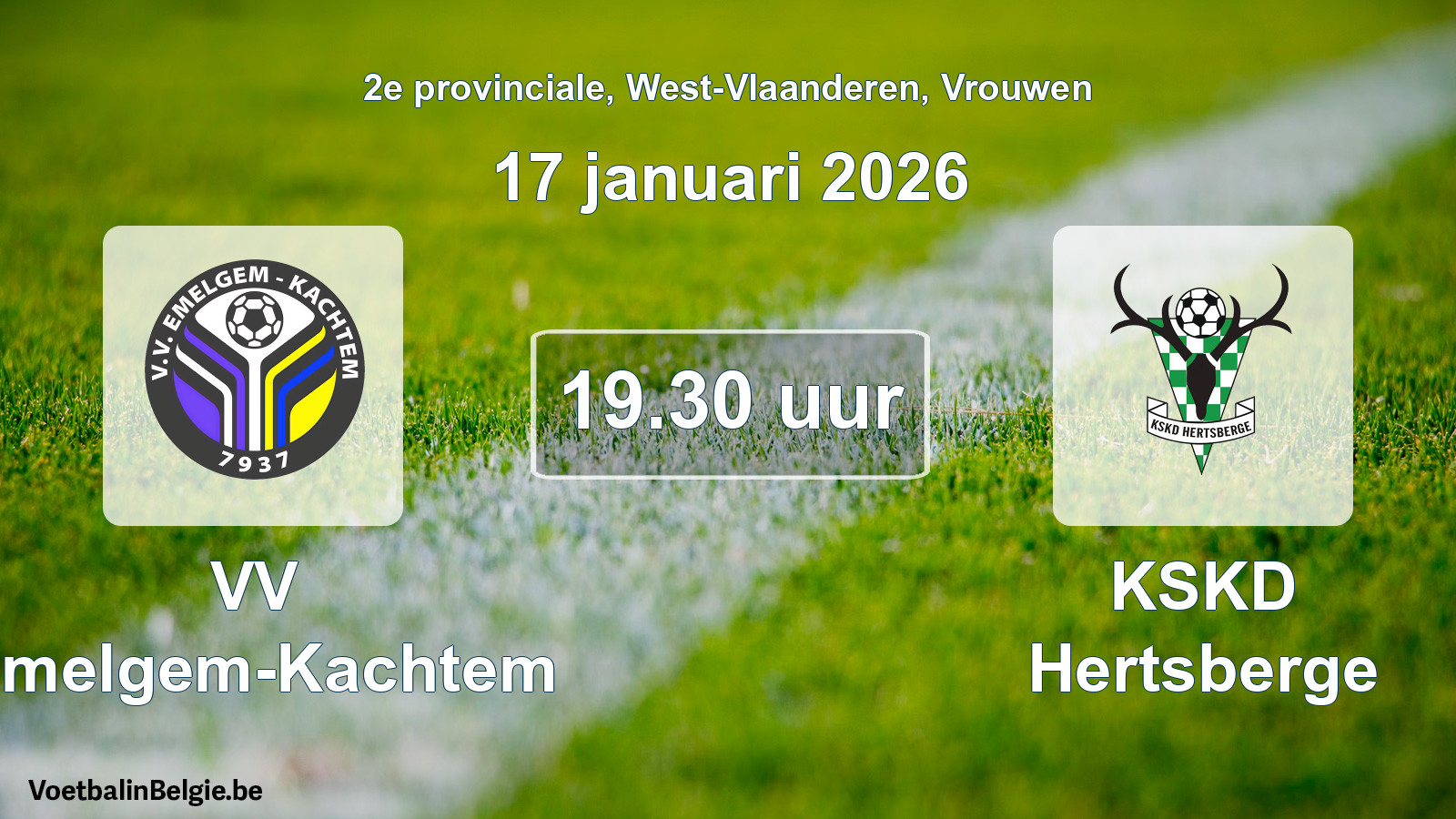 Scheduled match women football: VV Emelgem-Kachtem - KSKD Hertsberge (17 January 2026)