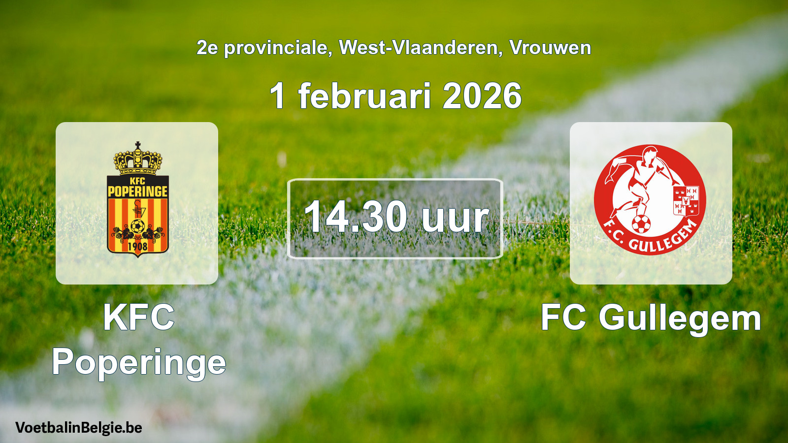 Scheduled match women football: KFC Poperinge - FC Gullegem (1 February 2026)