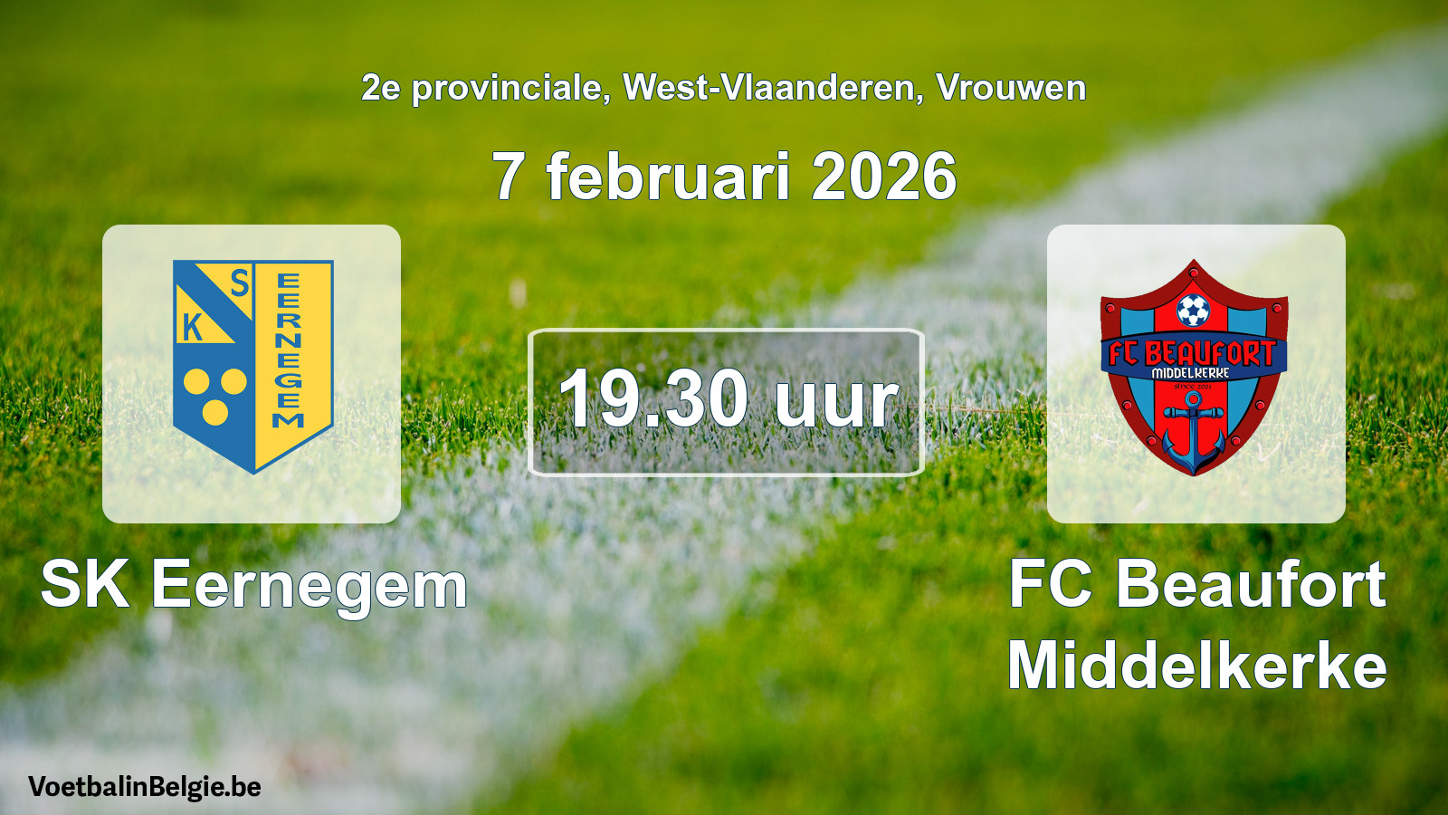 Scheduled match women football: SK Eernegem - FC Beaufort Middelkerke (7 February 2026)