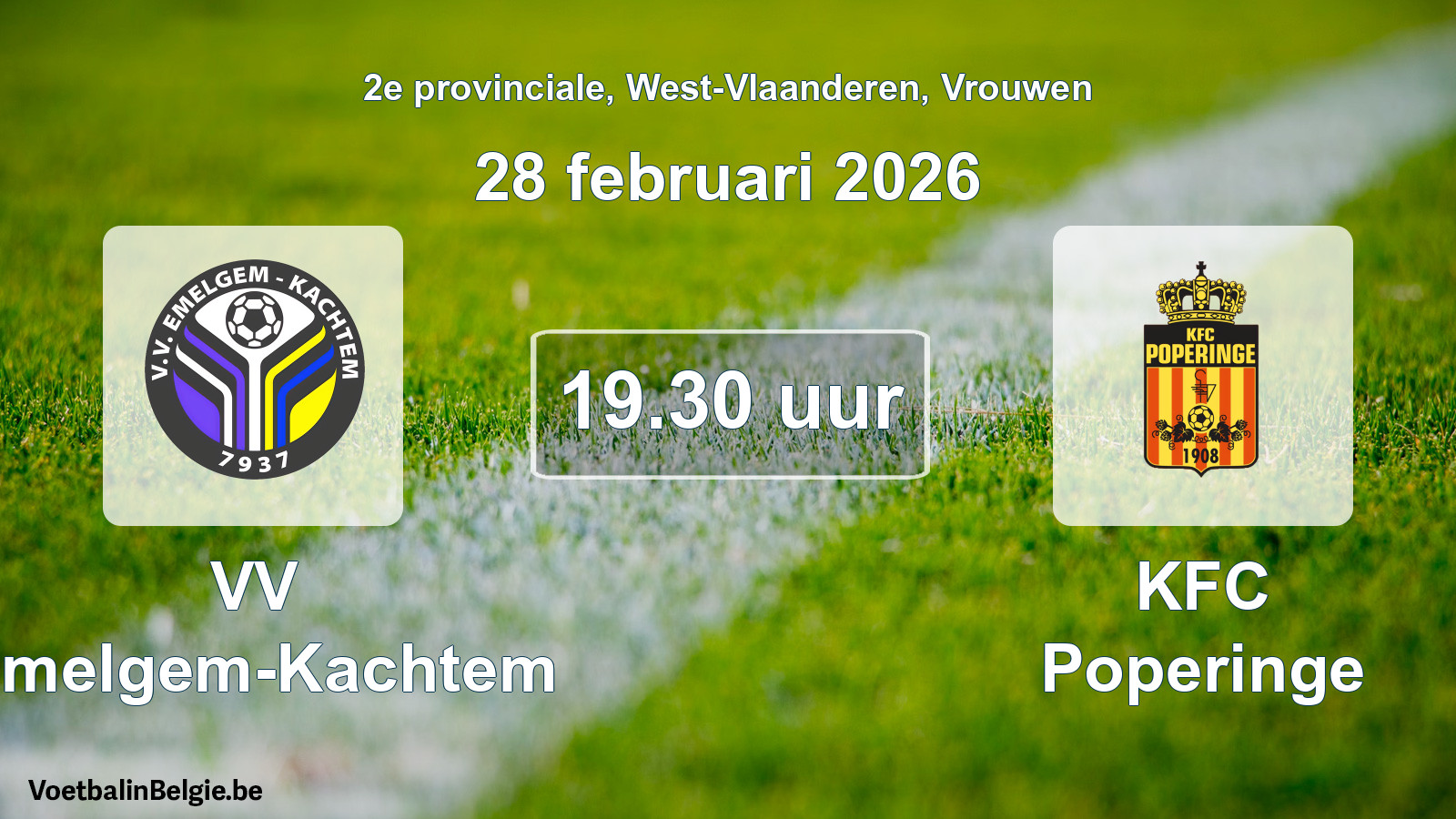Scheduled match women football: VV Emelgem-Kachtem - KFC Poperinge (28 February 2026)