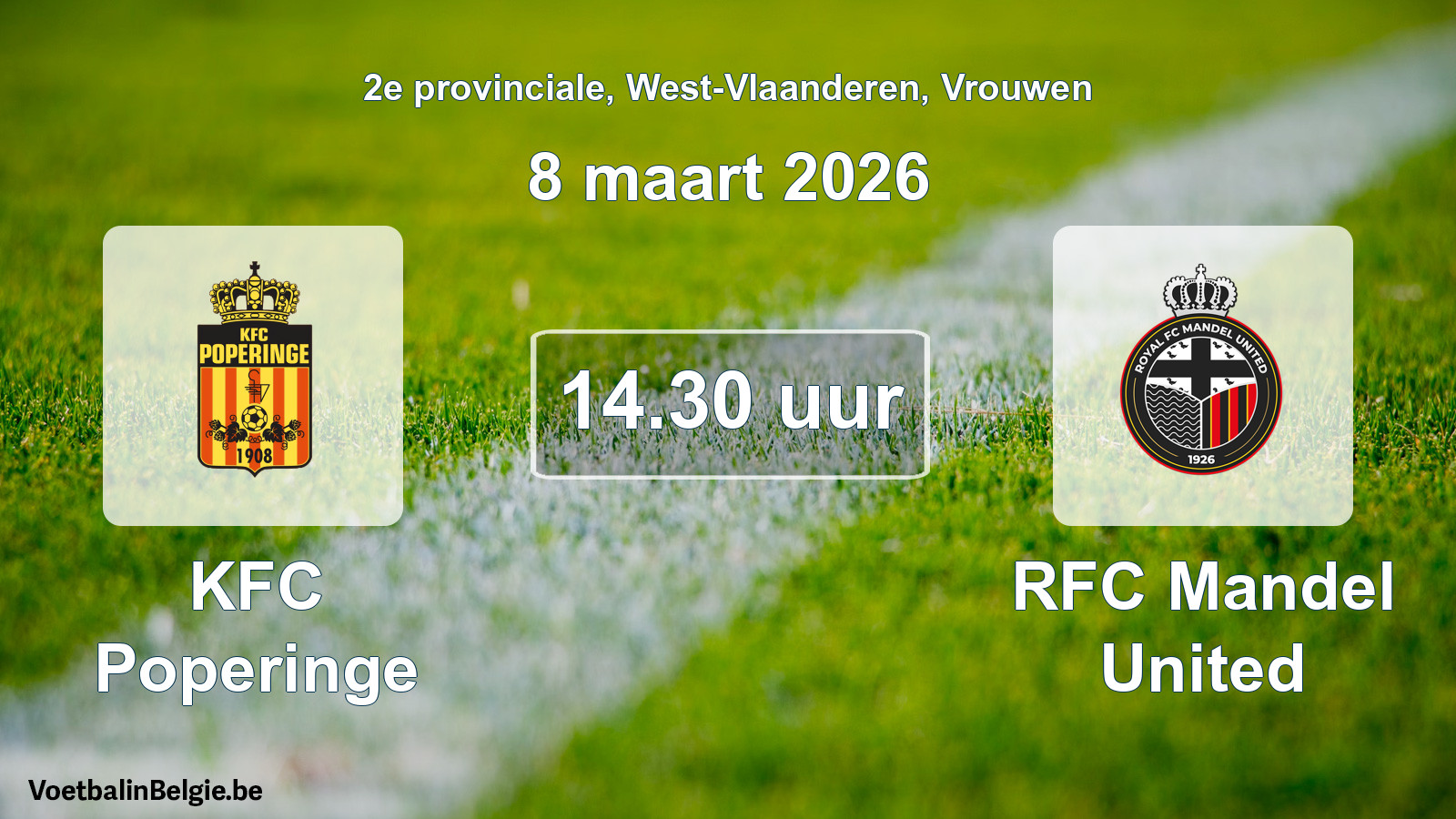 Scheduled match women football: KFC Poperinge - RFC Mandel United (8 March 2026)