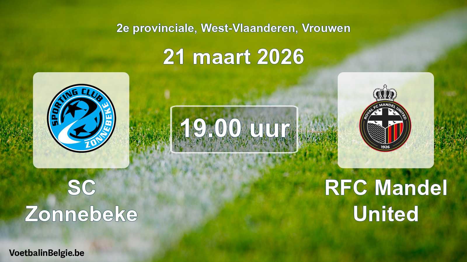 Scheduled match women football: SC Zonnebeke - RFC Mandel United (21 March 2026)