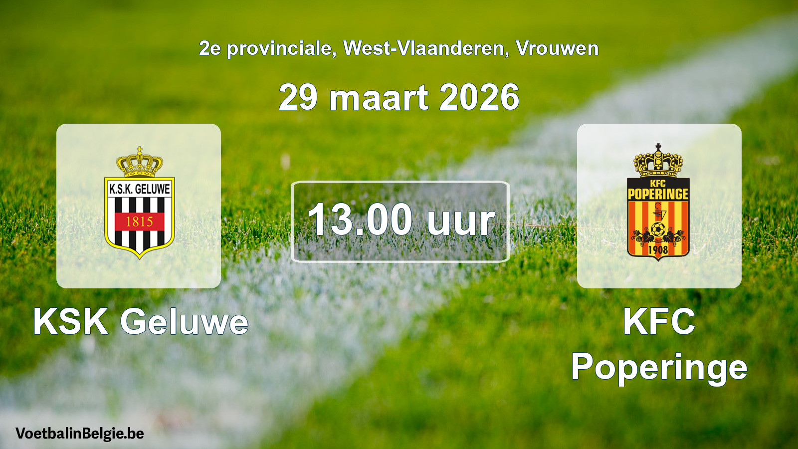 Scheduled match women football: KSK Geluwe - KFC Poperinge (29 March 2026)