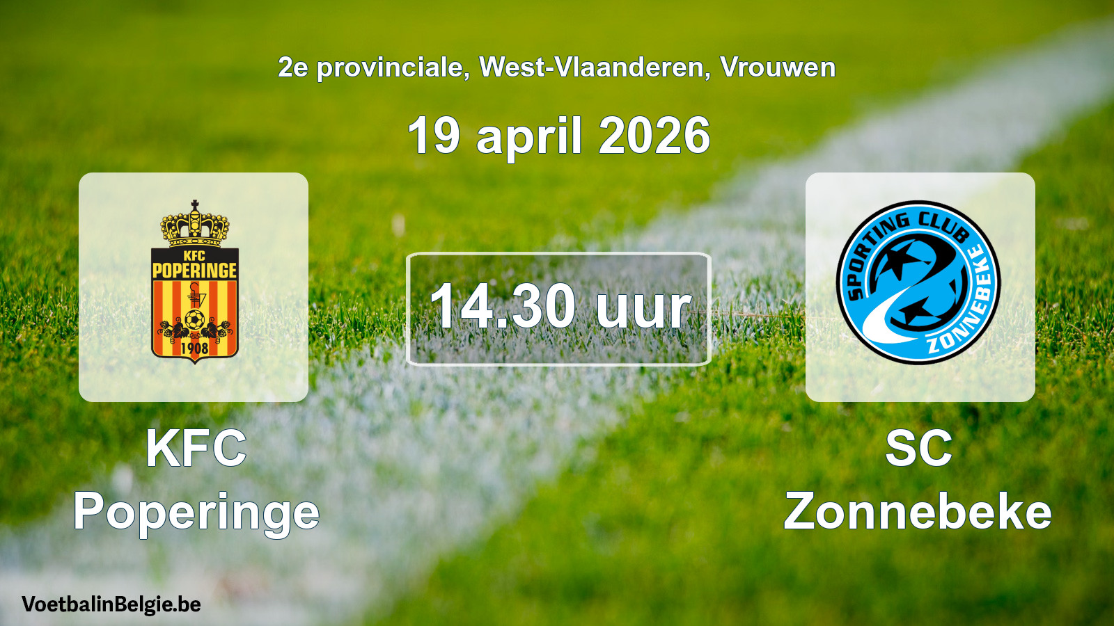 Scheduled match women football: KFC Poperinge - SC Zonnebeke (19 April 2026)
