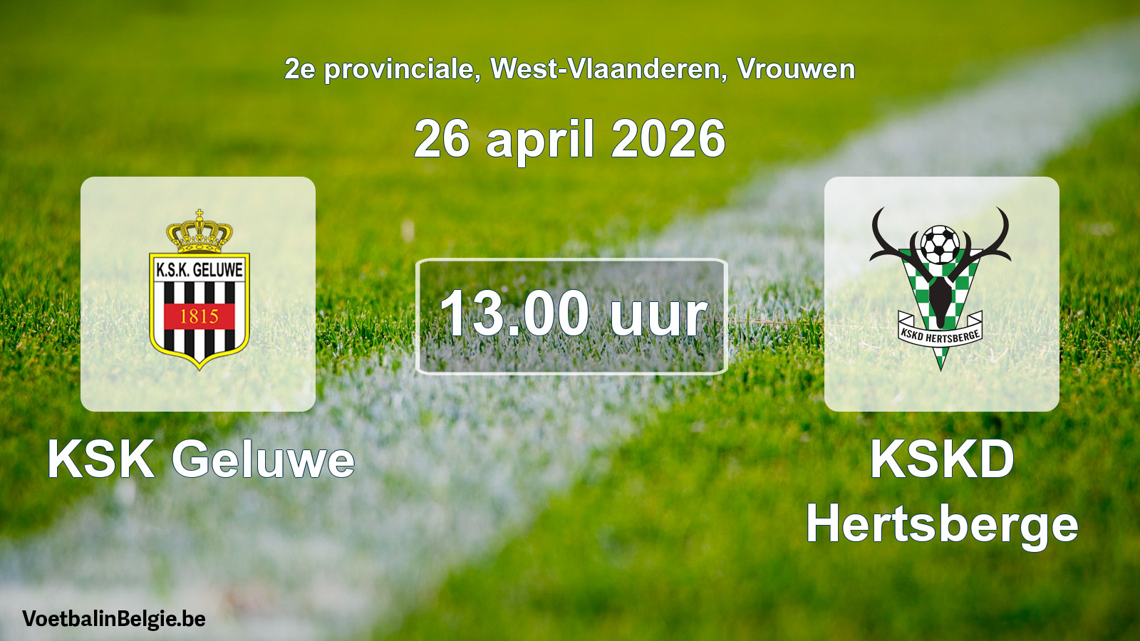 Scheduled match women football: KSK Geluwe - KSKD Hertsberge (26 April 2026)