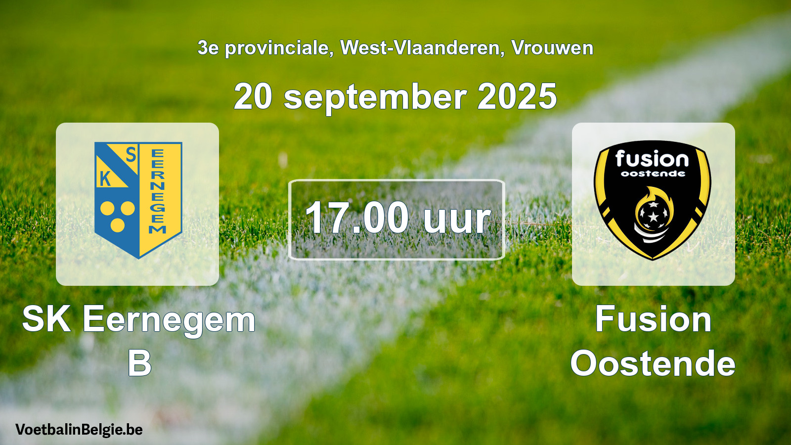 Scheduled match women football: SK Eernegem B - Fusion Oostende (20 September 2025)