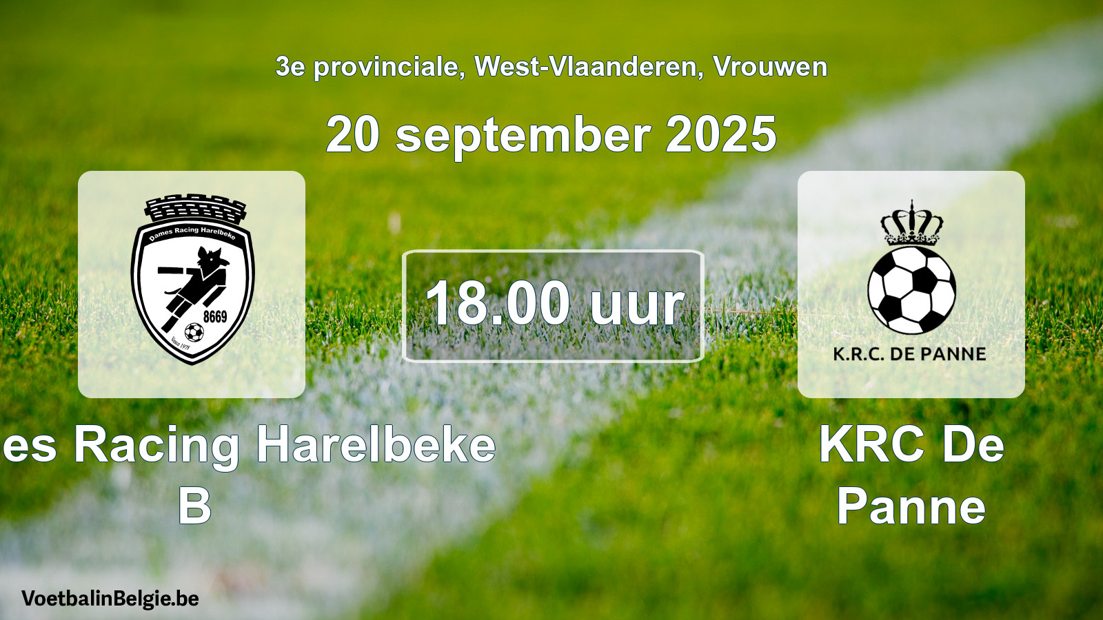 Scheduled match women football: Dames Racing Harelbeke B - KRC De Panne (20 September 2025)