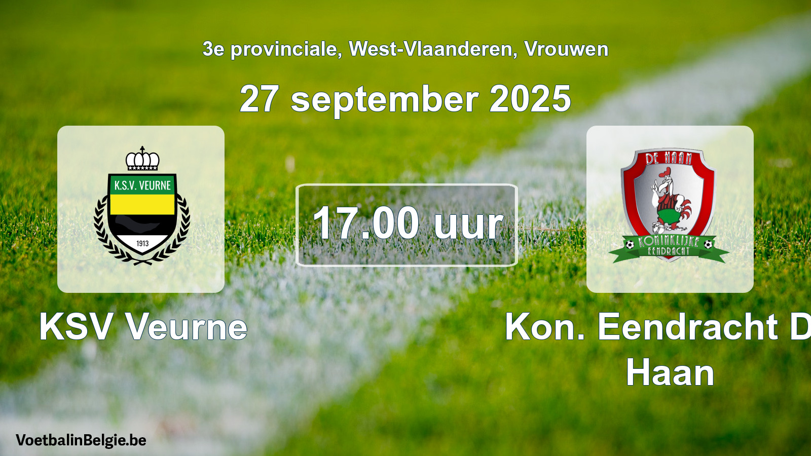 Scheduled match women football: KSV Veurne - Kon. Eendracht De Haan (27 September 2025)
