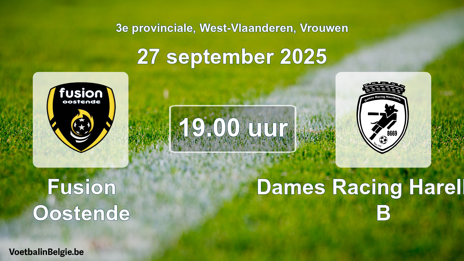 Scheduled match women football: Fusion Oostende - Dames Racing Harelbeke B (27 September 2025)