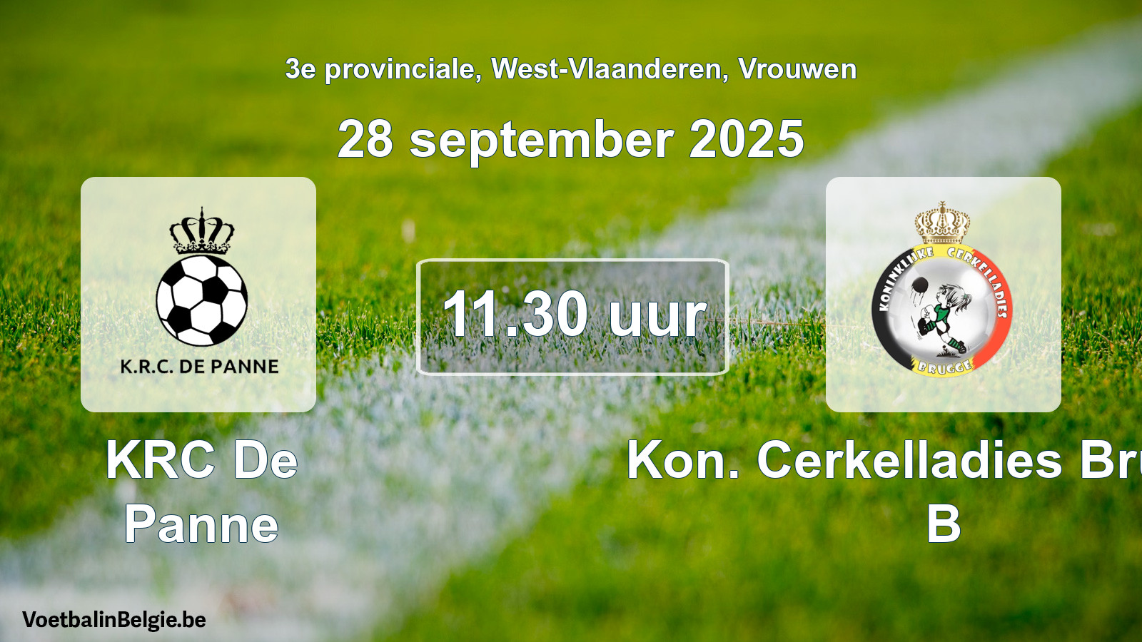 Scheduled match women football: KRC De Panne - Kon. Cerkelladies Brugge B (28 September 2025)