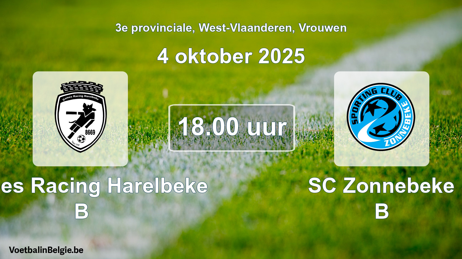 Scheduled match women football: Dames Racing Harelbeke B - SC Zonnebeke B (4 October 2025)