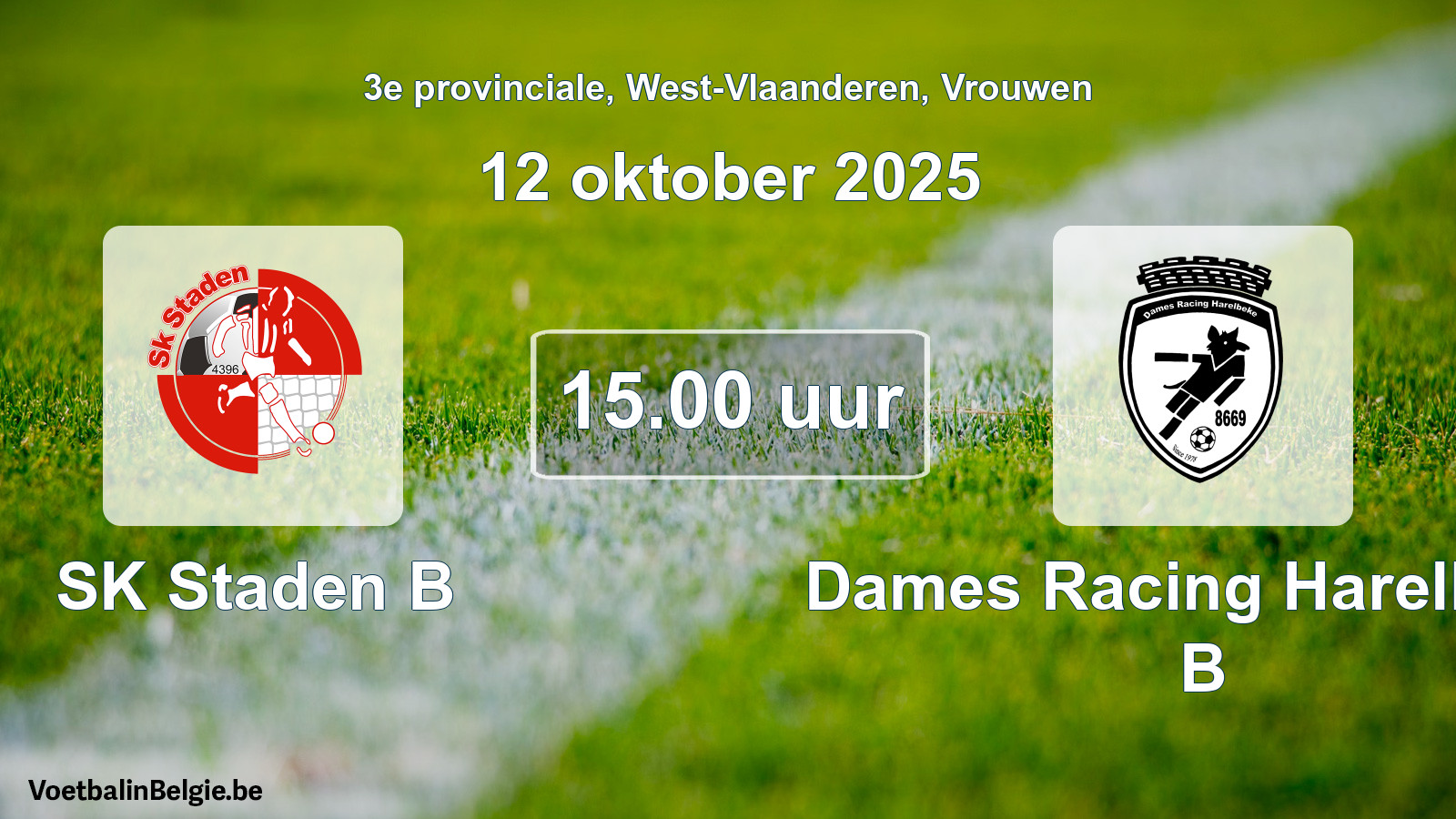 Scheduled match women football: SK Staden B - Dames Racing Harelbeke B (12 October 2025)
