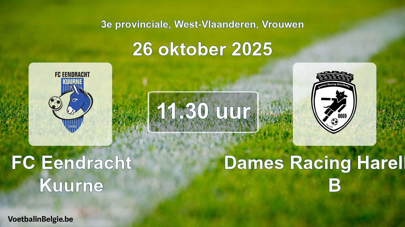 Geplande wedstrijd vrouwenvoetbal: FC Eendracht Kuurne - Dames Racing Harelbeke B (26 oktober 2025)