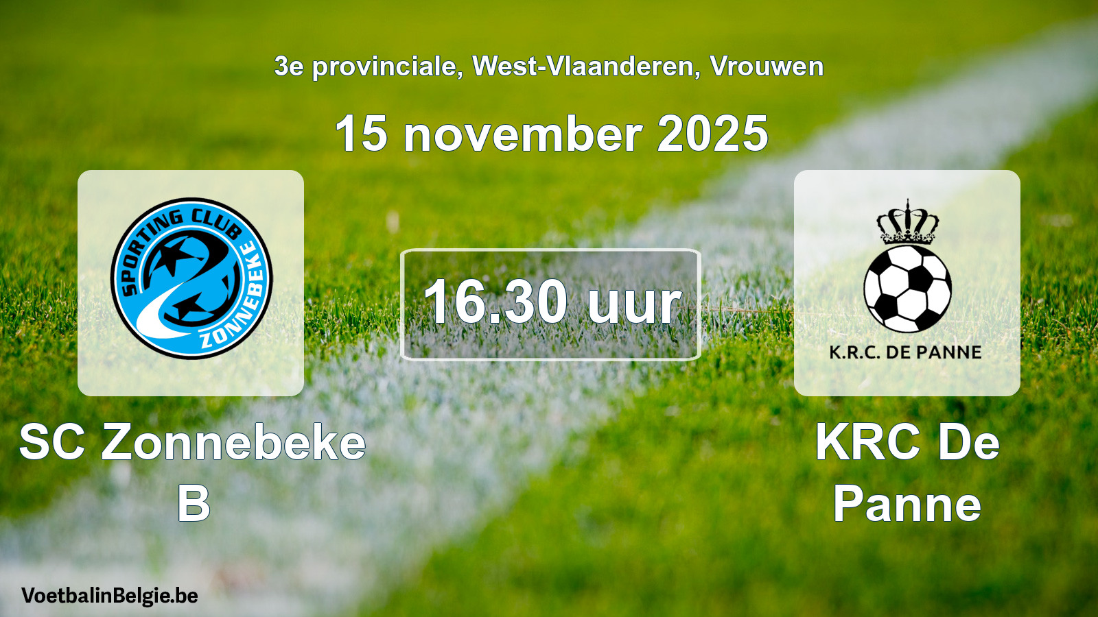 Scheduled match women football: SC Zonnebeke B - KRC De Panne (15 November 2025)