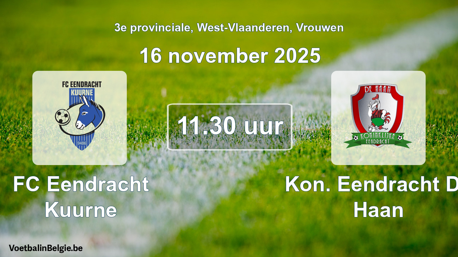 Scheduled match women football: FC Eendracht Kuurne - Kon. Eendracht De Haan (16 November 2025)