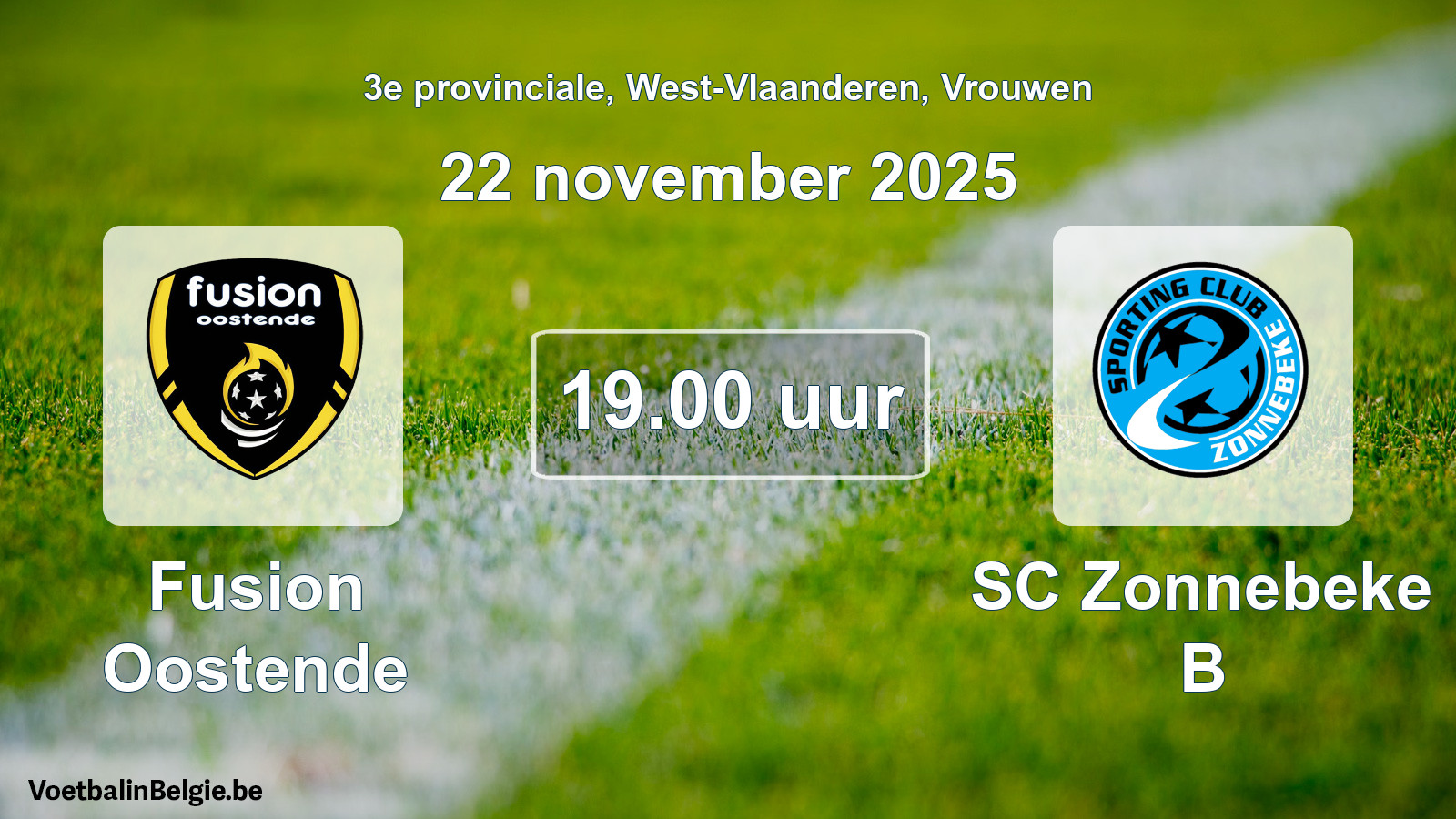 Scheduled match women football: Fusion Oostende - SC Zonnebeke B (22 November 2025)