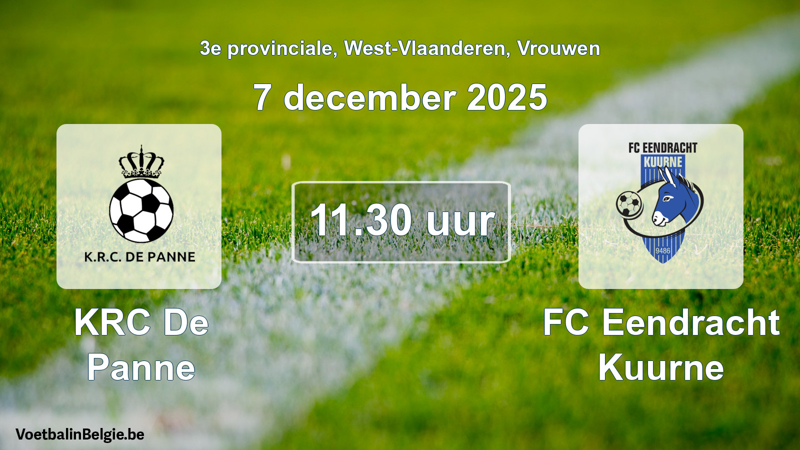 Scheduled match women football: KRC De Panne - FC Eendracht Kuurne (7 December 2025)