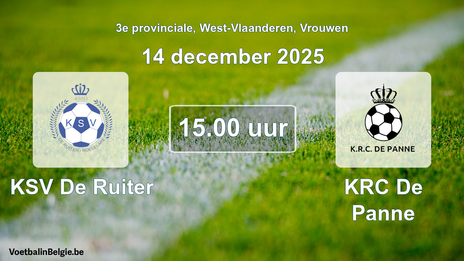 Geplande wedstrijd vrouwenvoetbal: KSV De Ruiter - KRC De Panne (14 december 2025)