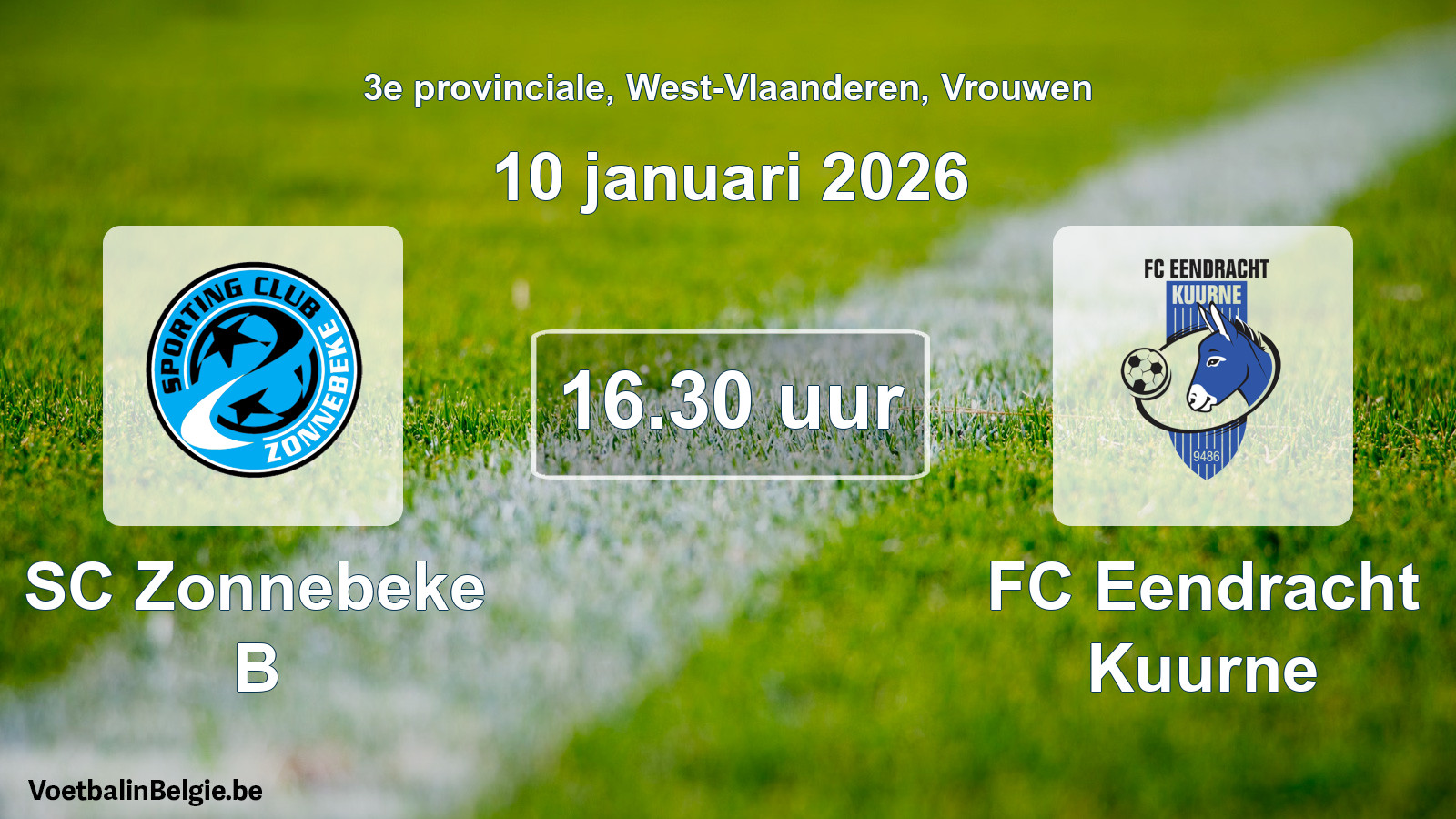Scheduled match women football: SC Zonnebeke B - FC Eendracht Kuurne (10 January 2026)