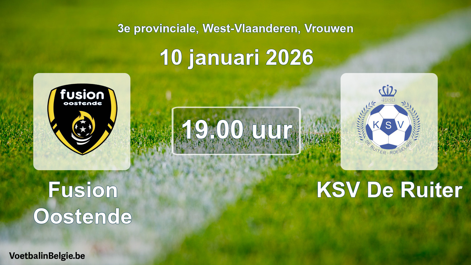Scheduled match women football: Fusion Oostende - KSV De Ruiter (10 January 2026)