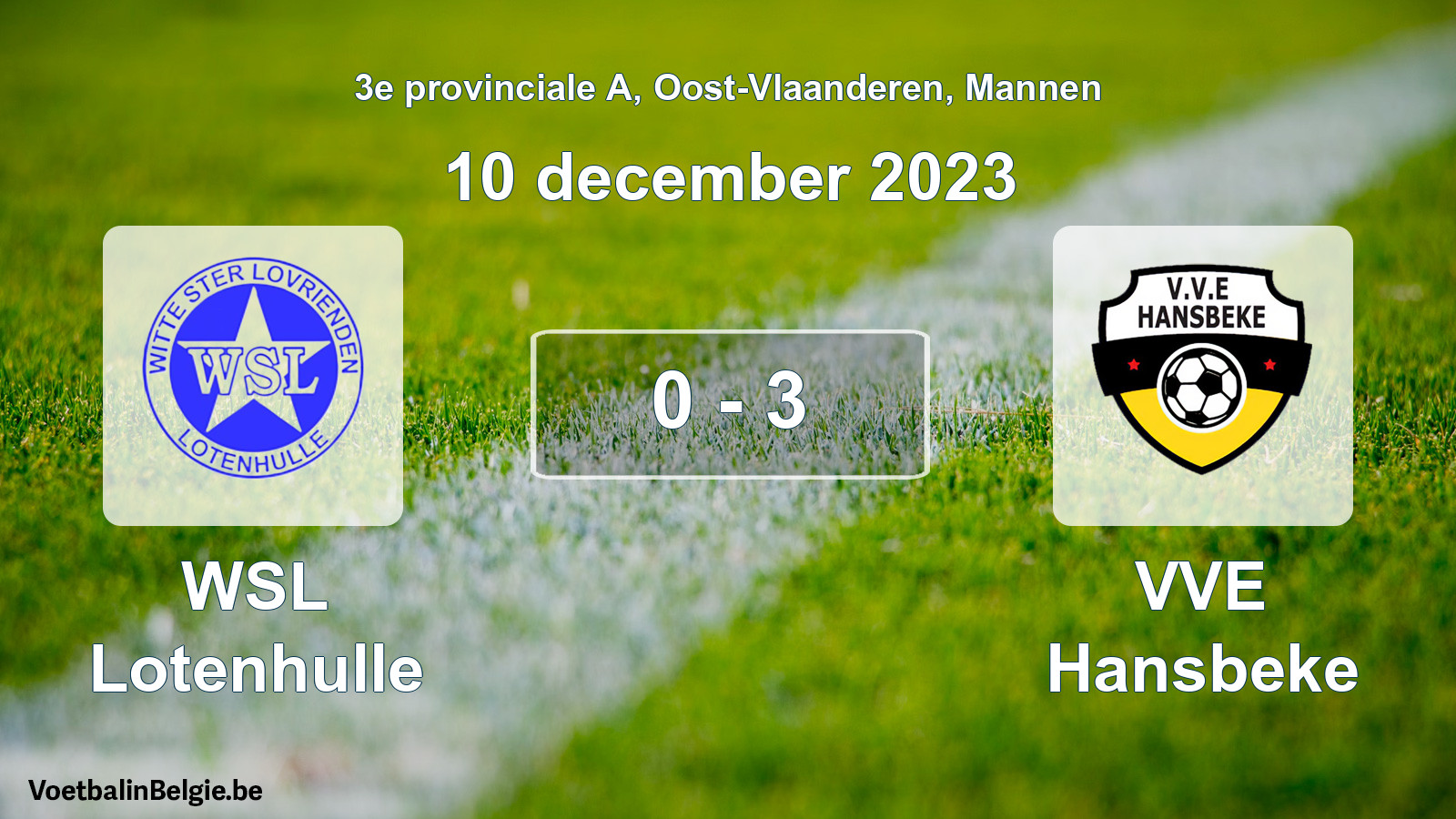 Gespeelde wedstrijd mannenvoetbal: WSL Lotenhulle - VVE Hansbeke 0 - 3 (10 december 2023)