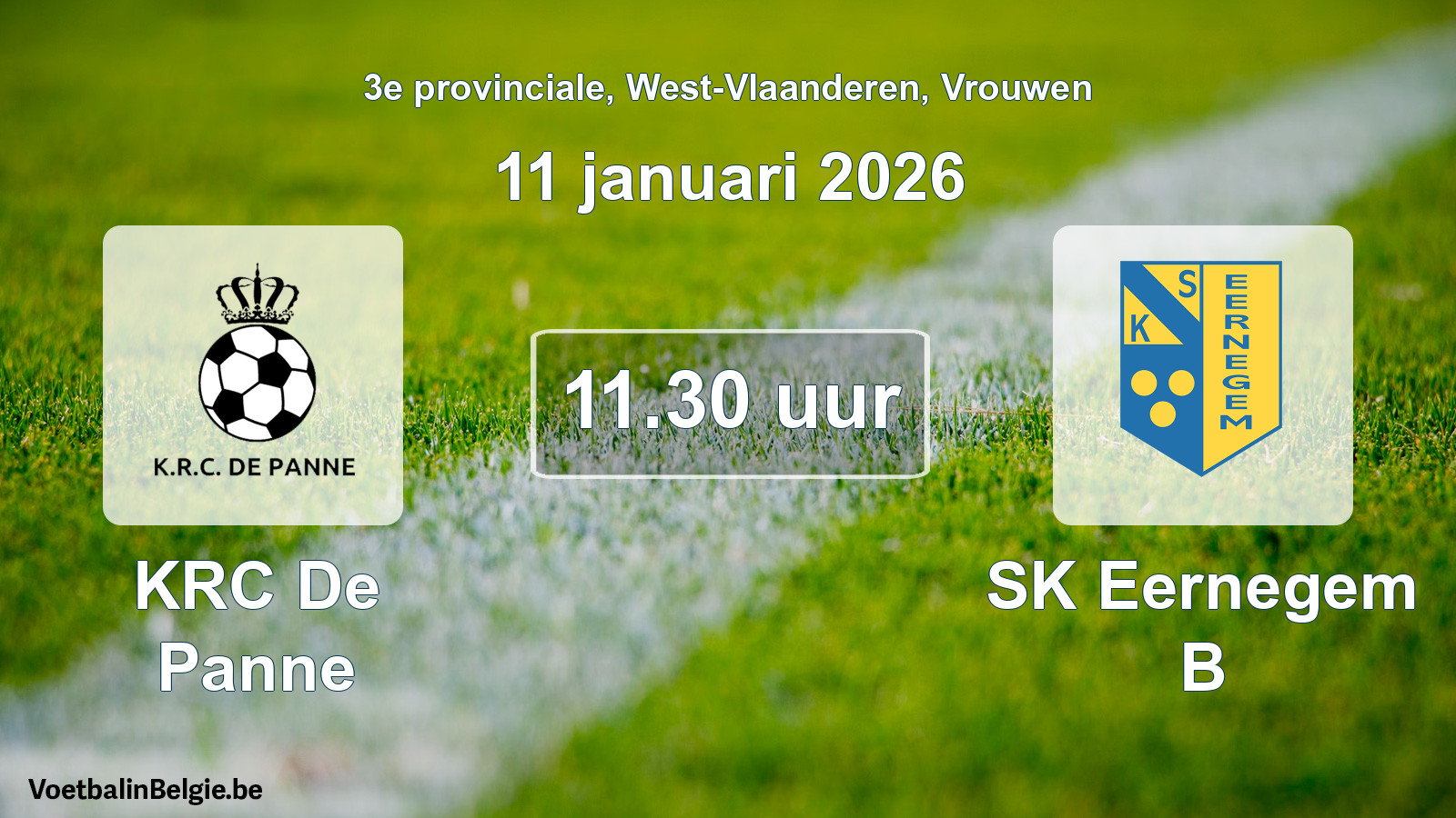 Geplande wedstrijd vrouwenvoetbal: KRC De Panne - SK Eernegem B (11 januari 2026)