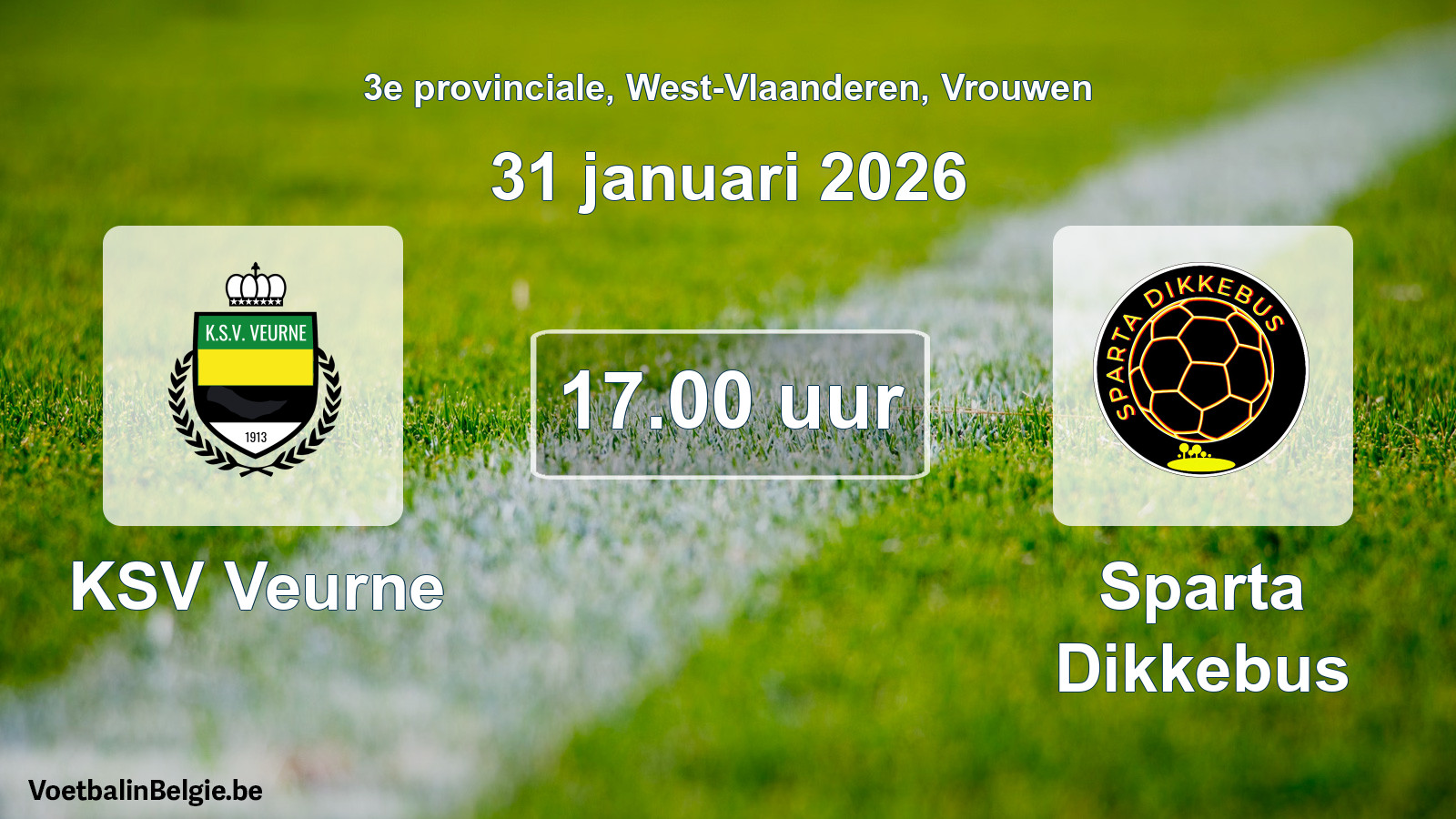 Scheduled match women football: KSV Veurne - Sparta Dikkebus (31 January 2026)