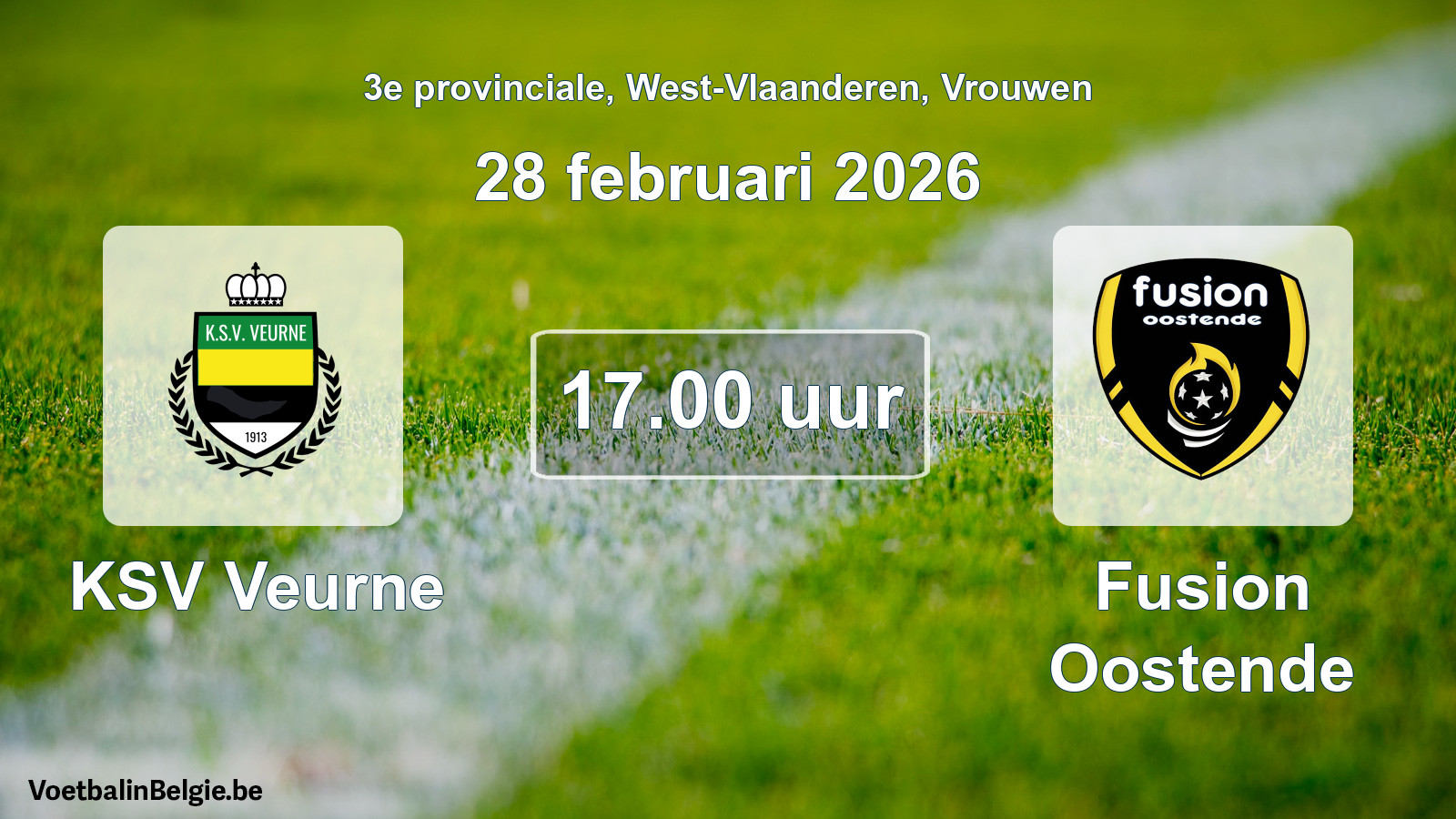 Scheduled match women football: KSV Veurne - Fusion Oostende (28 February 2026)