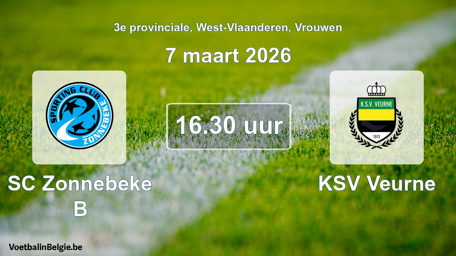 Geplande wedstrijd vrouwenvoetbal: SC Zonnebeke B - KSV Veurne (7 maart 2026)