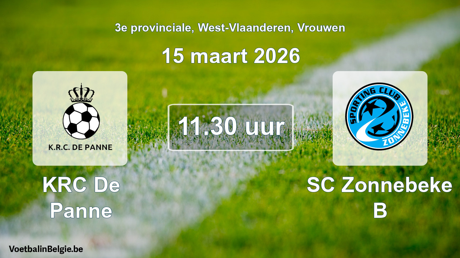 Scheduled match women football: KRC De Panne - SC Zonnebeke B (15 March 2026)
