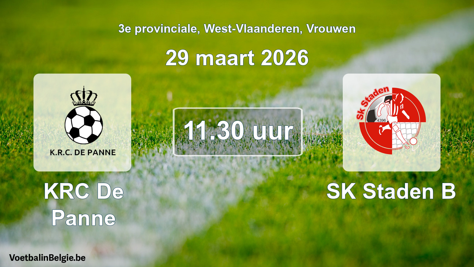 Scheduled match women football: KRC De Panne - SK Staden B (29 March 2026)