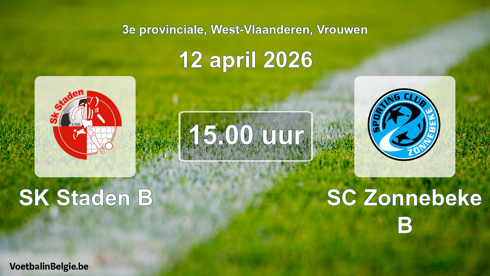 Scheduled match women football: SK Staden B - SC Zonnebeke B (12 April 2026)
