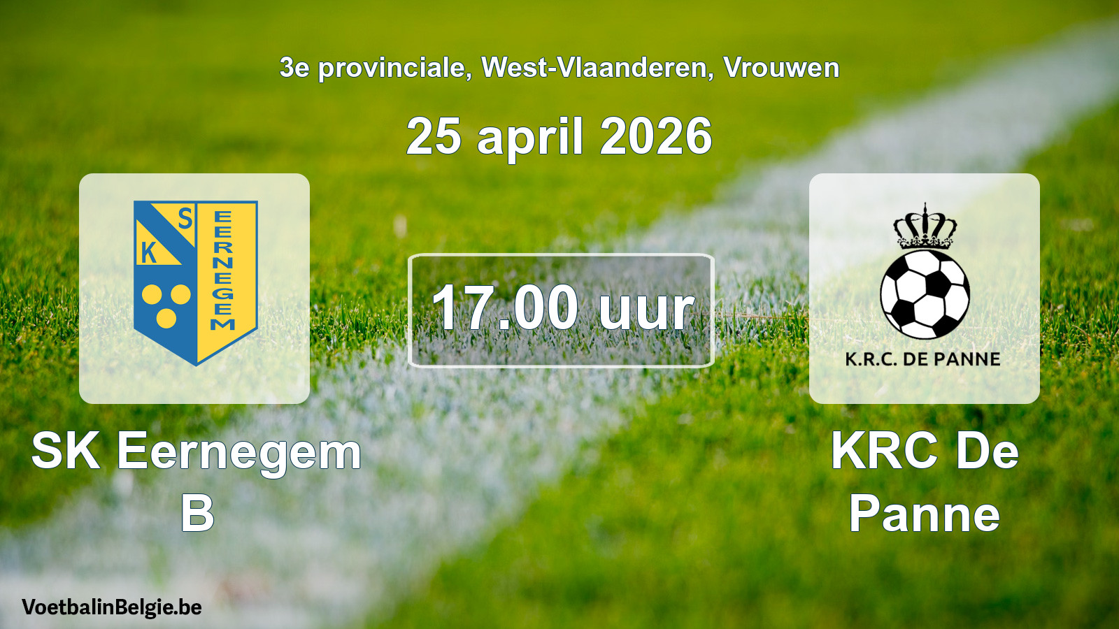 Scheduled match women football: SK Eernegem B - KRC De Panne (25 April 2026)
