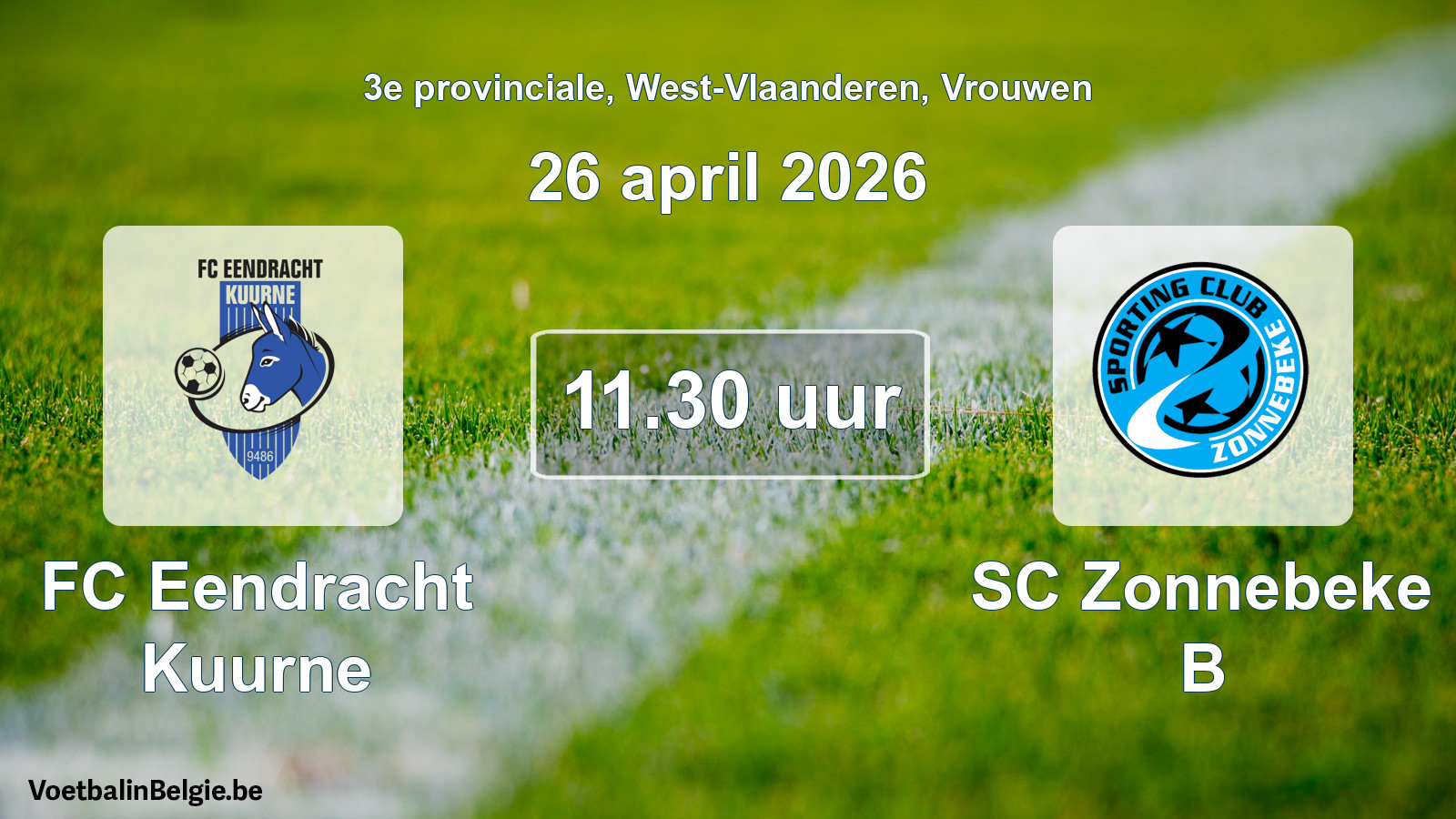 Scheduled match women football: FC Eendracht Kuurne - SC Zonnebeke B (26 April 2026)