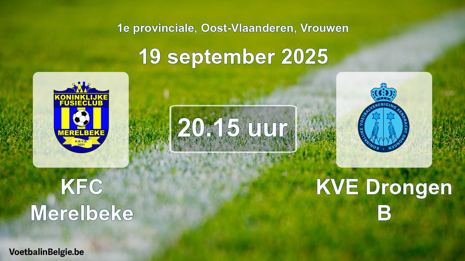 Scheduled match women football: KFC Merelbeke - KVE Drongen B (19 September 2025)